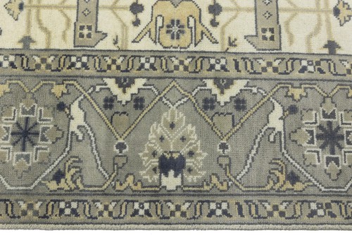 Hand-Knotted Muted Floral Oushak Wool Oriental Rug Large Square Carpet 8X8 ft - Picture 11 of 19
