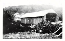 RPPC Bagley Warner NH New Hampshire Covered Bridge River Photo Postcard E36