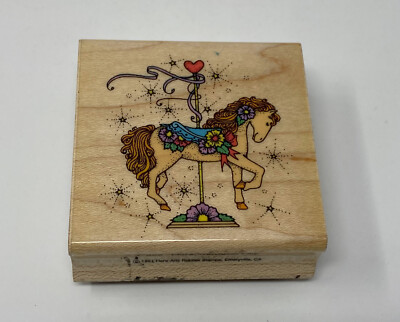 Hero Arts Floral Carousel Filly Rubber Stamp 1991 F396 Circus Carnival #AJ146