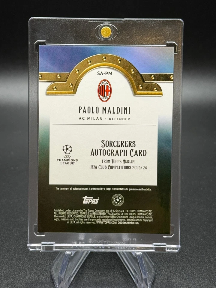 Paolo Maldini 2023-24 Topps Merlin UCC Hechiceros Autógrafo #SA-PM Refractor AUTO Foto 2 de 4