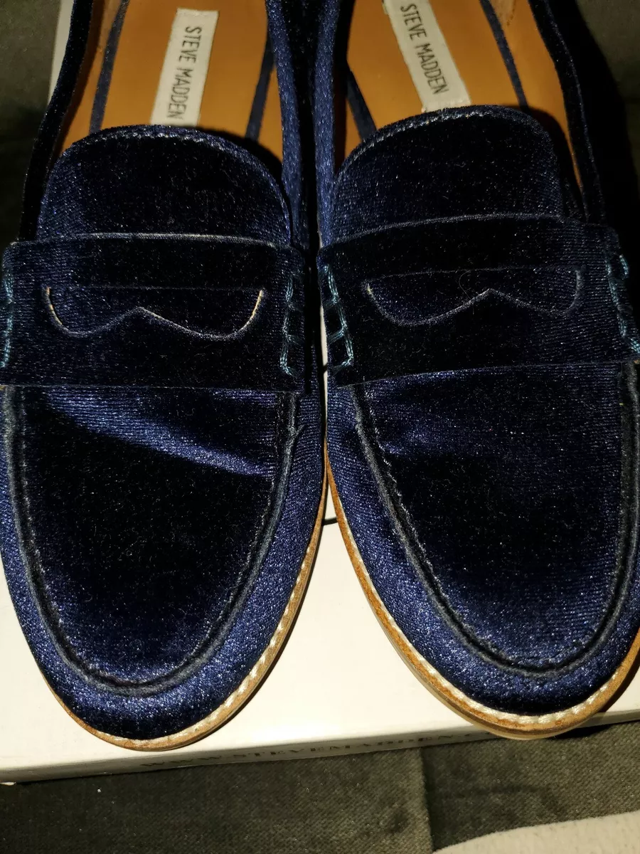 Steve madden blue velvet loafers hotsell