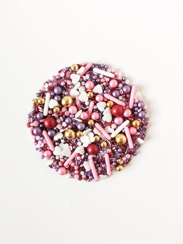 Essbare Streuselmischung ROSA GOLD Violett Einhorn Geburtstagsdekoration Mittwoch 50g - Bild 2 von 4