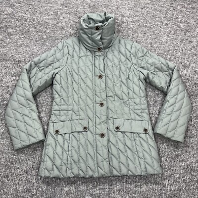 Eddie Bauer Goose Down Jacket Womens Extra Small Green Full Zip Winter Coat