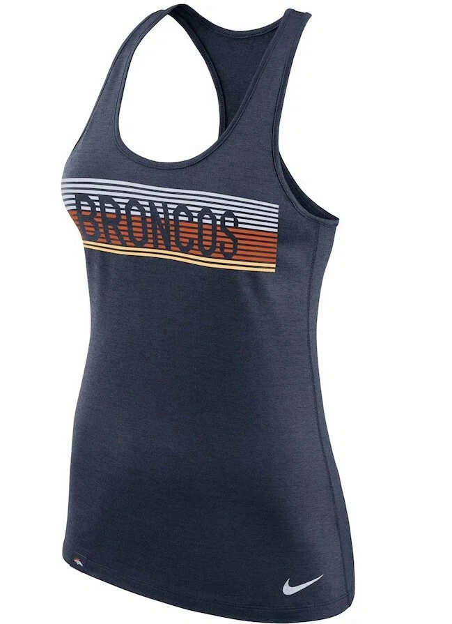Camiseta sin mangas Denver Broncos Nike para mujer Touch Performance jaspeada azul marino talla pequeña Foto 2 de 3