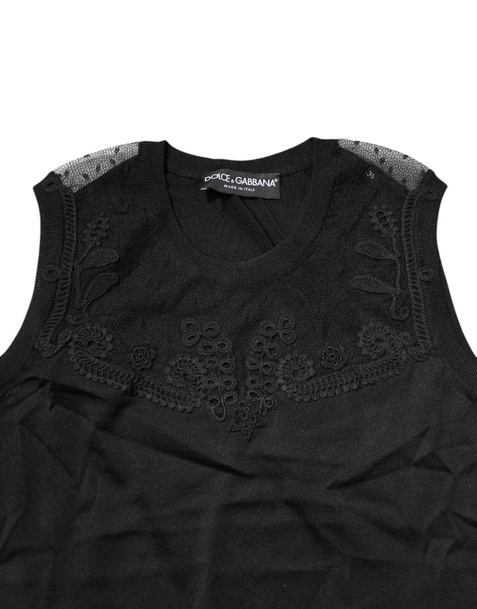 DOLCE & GABBANA ノースリーブ 36 Dolce & Gabbana ノースリーブ ラウンドネック トップ