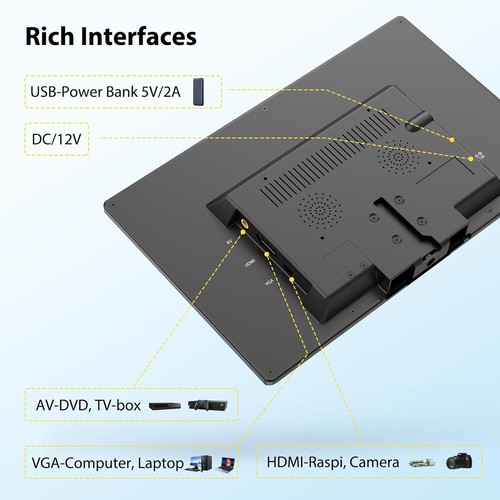 Eyoyo 7zoll 16:9 IPS Portable Display HDMI VGA AV BNC Kleine Gaming CCTV Monitor - Picture 12 of 27