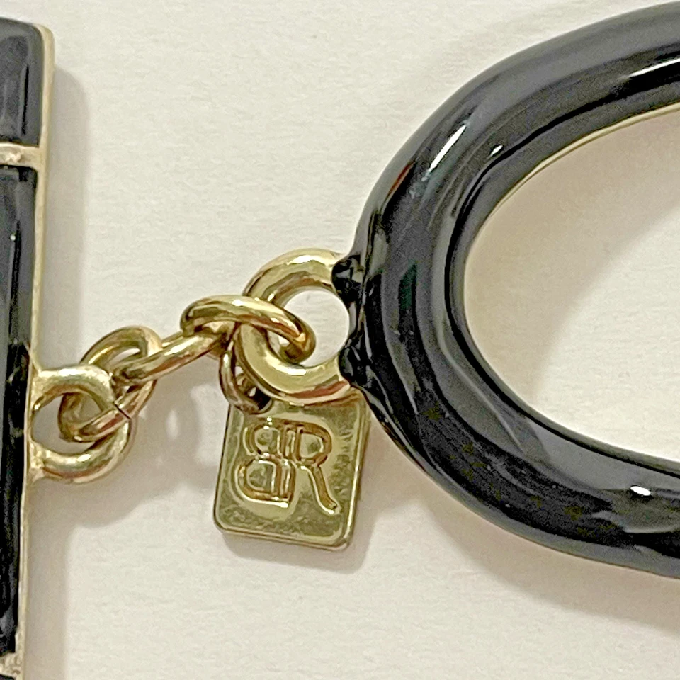 Colar Banana Republic assinado link muito grande tom dourado e esmalte preto 19" - Imagem 2 de 4