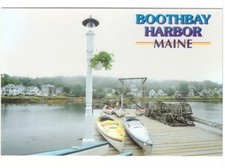 Postal cromada de kayaks, puerto de Boothbay, Maine