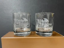 Two (2) Evan Williams Bourbon Experience Etched Whiskey Rocks Glasses