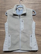 EMS Eastern Mountain Sports Womans Size S Zip Front Vest Beige Tan Gray