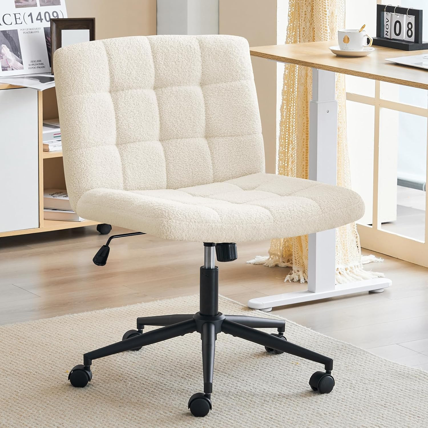 With Wheels - Adjustable Armless Desk Chair