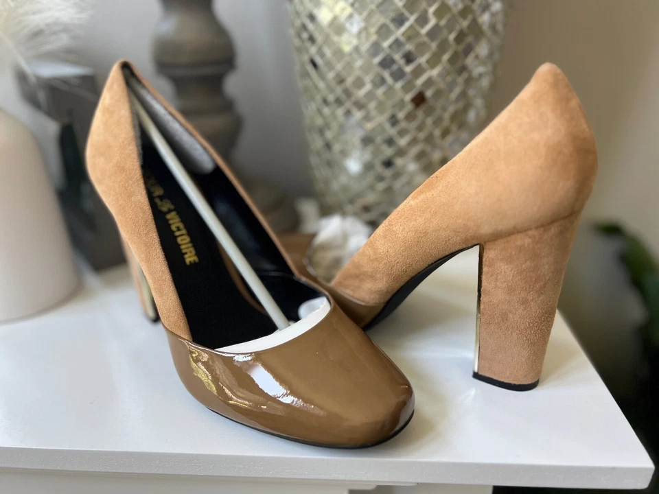 Pour La Victoire Fonta Patent Leather Suede Classics Pumps Heels Shoes 8 M - Image 4 of 4