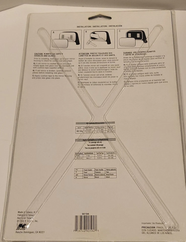 Cristal espejo retrovisor repuesto para 09-10 F150 lado pasajero 90194 Foto 3 de 4