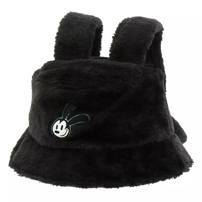 Japan Tokyo Disney Resort 2024 Oswald The Lucky Rabbit Cap Black Hat Fluffy Ears