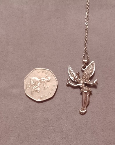 Tinkerbell/fairy Silver Necklace N11 - Picture 2 of 3
