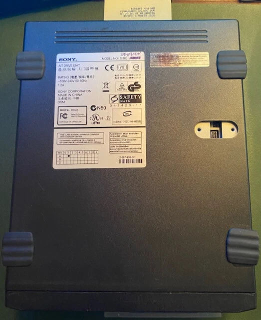 Used-Tested-Sony AIT4 SDX-900V Ext StorStation Tape Drive w/terminator, PWR cbl - Image 3 of 4