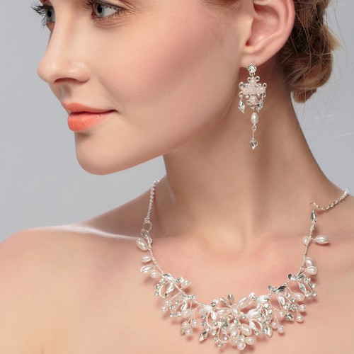 Parure Fastueux Femme Forme Goutte D'Eau Diamenté Collier Plastron