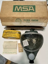 Vintage 60s MSA #6 Gas Mask Filter Original Box Military Chemical Full Face