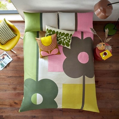 Orla Kiely Abakus Block 100 % Baumwolle 200 Fadenzahl Bettbezug Set In Multi