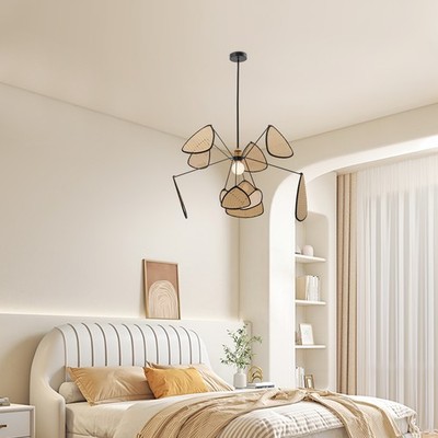 40W 110V Bamboo Wicker Rattan Branch Chandelier Parlor Asian Art Pendant Lamp US