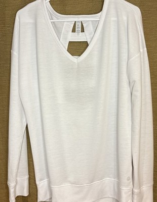 Women's XL Balance Collection Cross Back Super Soft Long Sleeve White Top