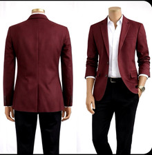 Express Men's Burgundy Slim Fit Blazer M Stretch Cotton Blend Sport Coat Jacket