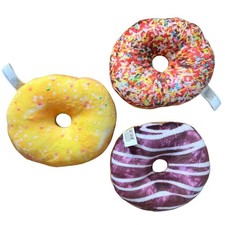 Stuffed Plush Donuts Multicolor Appr 5" x 1.5" Set of 3 NEW
