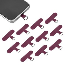 12pcs Phone Tether Tab, Universal t Shape Phone Lanyard Patch, Wine Red
