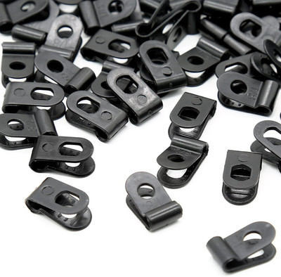 200Pcs Nylon Plastic Cable Clamps, 1/8 Inch (3.2Mm) Screw Mounting R Type Wires