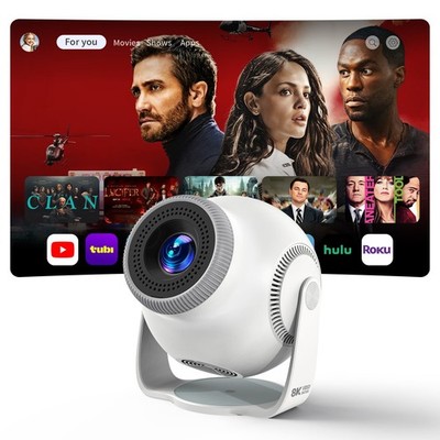 4K Mini Projector WiFi 6 & BT 5.0 1080P, 270° Rotatable Auto Keystone Android 11