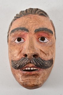 C37U16 Wood Larva Mask Pheasant Carved and Cased