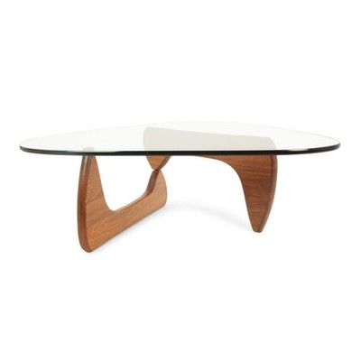 Aron Living Delancey 36'' Mid-Century Glass and Solid Wood Coffee Table in Walnut