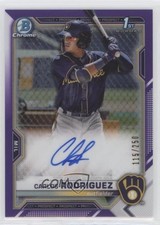 2021 Bowman Chrome Prospect Purple Refractor 115/250 Carlos Rodriguez Auto 0i6p
