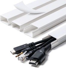 58in Cord Hider, Cable Hider, Cord Covers 4X L14.5 W0.96 H0.58in, White for