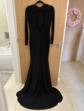 Club L London Black Long Sleeve Maxi Dress with Open Back