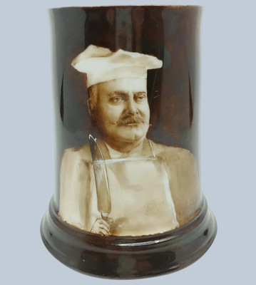Ester Miler H.P. Limoges Chef Auguste Escoffier Mug- signed ''E. Miler''