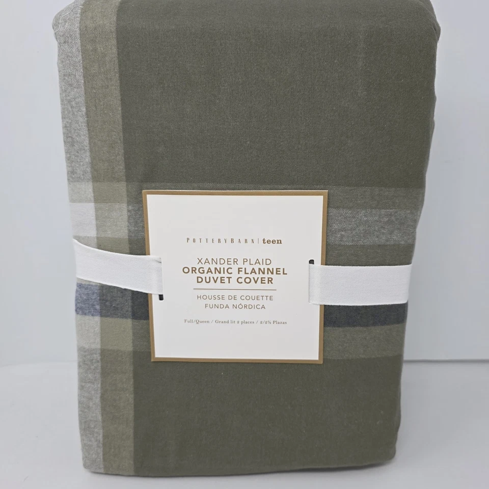 Funda nórdica Pottery Barn Xander de franela a cuadros verde nueva nueva nueva Foto 2 de 3