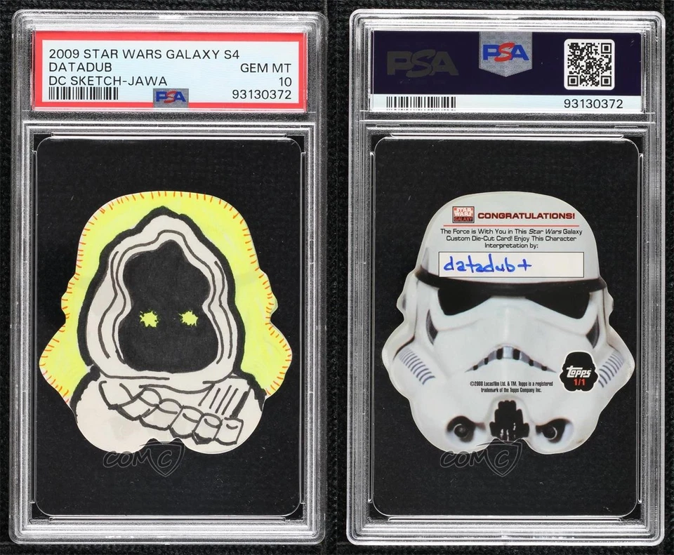 2009 Topps Star Wars Galaxy Series 4 Shaped 1/1 PSA 10 GEM MT Auto Sketch i1f - Image 3 of 3