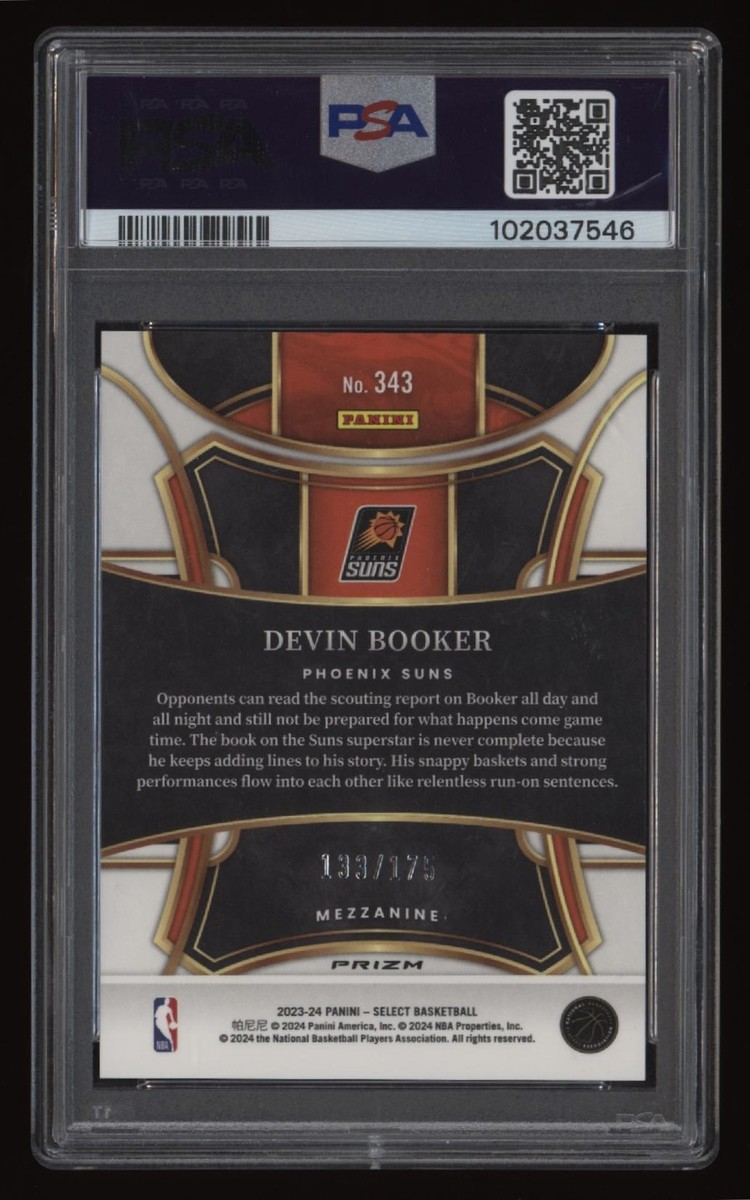 2023 Devin Booker Select Maroon Prizm 133/175 PSA 10 (Cond Note