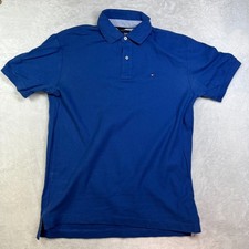 Tommy Hilfiger Polo Shirt Men's Large Royal Blue Short Sleeve Classic - Flaws