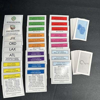 Monopoly Here & Now 2006 Replacement Property Deed Chance Comm. Chest Cards