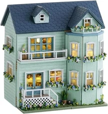 DIY Miniature House Kit,  Wooden Dollhouse Kit Mini House Making Kit with Furnit