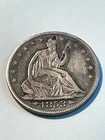 1853 Arrows & Rays Seated Liberty Half Dollar Nice Fine F Coin