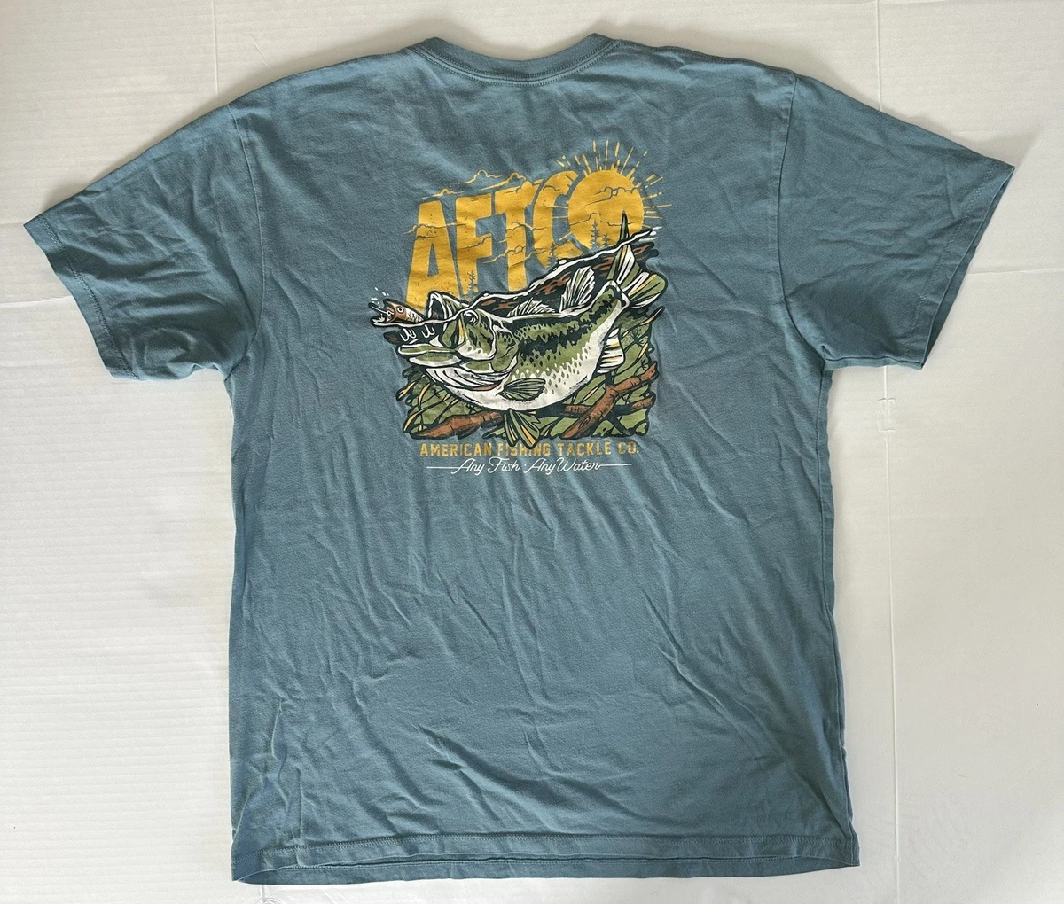 Chemise Boutonnée Homme American Fishing Tackle Co – Manches Courtes, Bleue, Taille XL