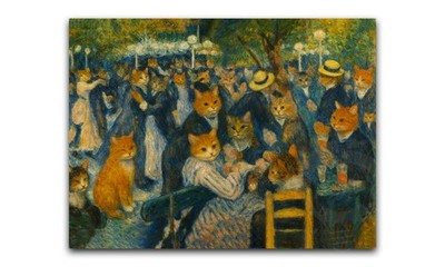 Funny Renoir Cat Dance Poster Print: Renoir Parody - Humorous Renaissance Meme