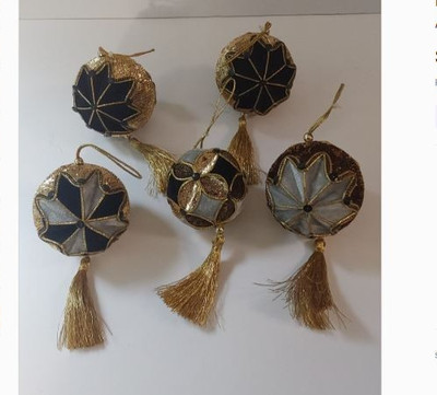 Handmade Fabric Ornaments (5) with Tassels