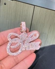 3Ct Round Cut Real Moissanite Unisex Initial Letter Pendant 14K Rose Gold Plated