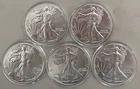 2022 American Silver Eagle Coin Lot Brilliant Uncirculated Bullion 5 Total Oz