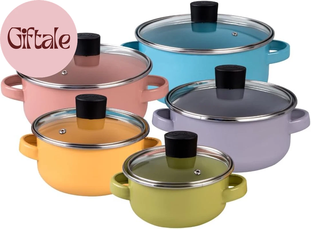 10-Piece Pot Set – Premium Enamel on Steel Pots with Lids, Compatible with Elect