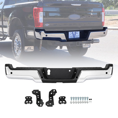 Chrome Rear Bumper Assembly For Ford F250 F350 Super Duty 2017-22 W/Park Assist